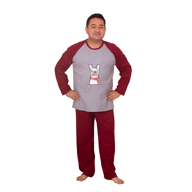 Pijama Micropolar de Hombre PH53 Vino Doggy