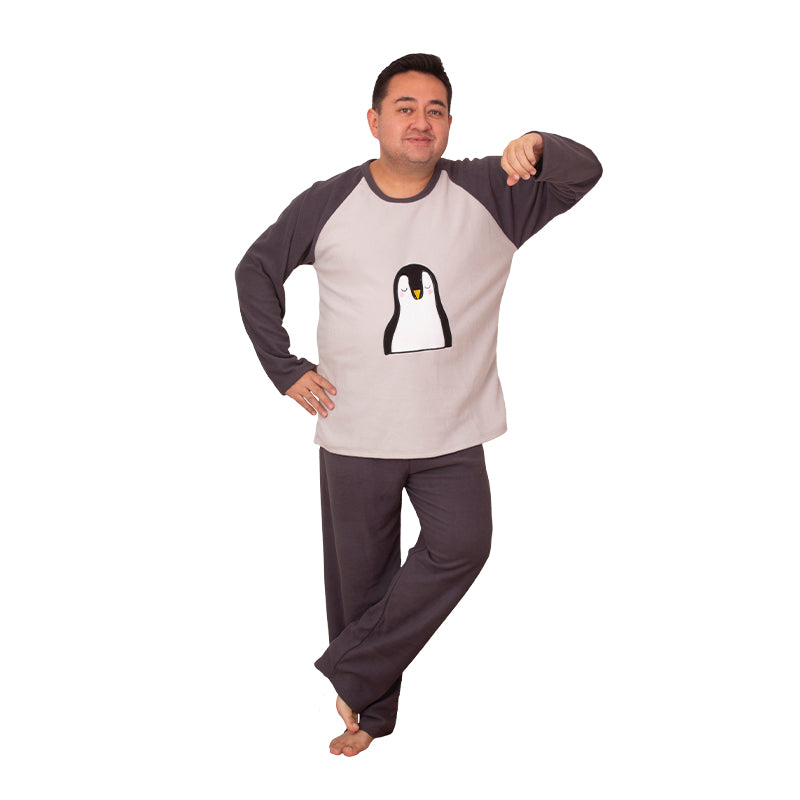 Pijama Micropolar de Hombre PH54 Gris Oscuro Penguin