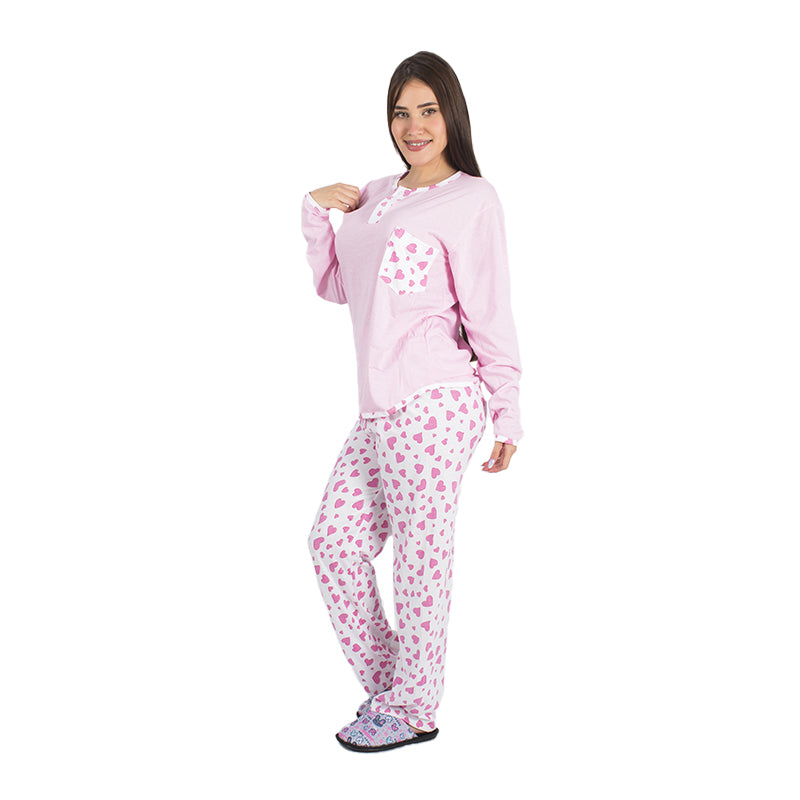 Pijama de algodón para mujer PM42 Rosa