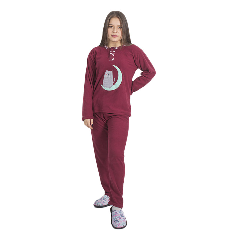 Pijama de Mujer Micropolar PM59 Rojo Vino