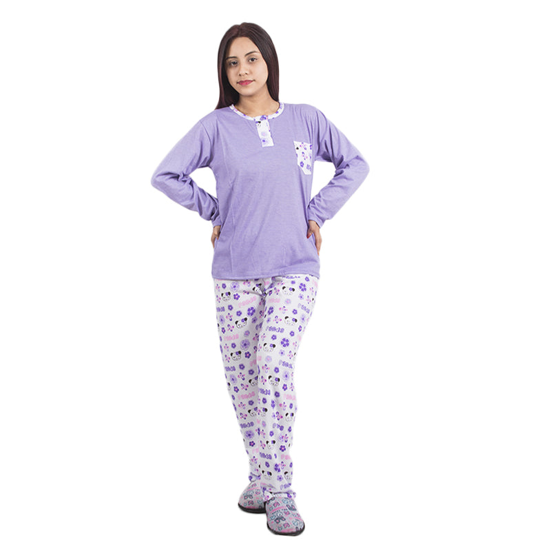 Pijama de algodón para mujer PM64 Lila