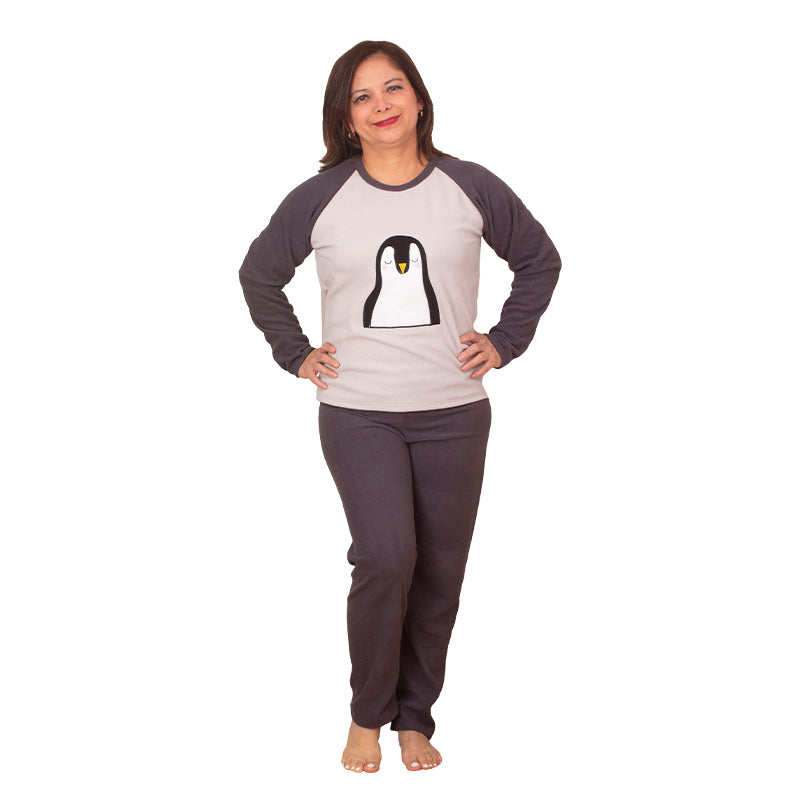 Pijama de Mujer Micropolar Penguin PM71 Gris Oscuro