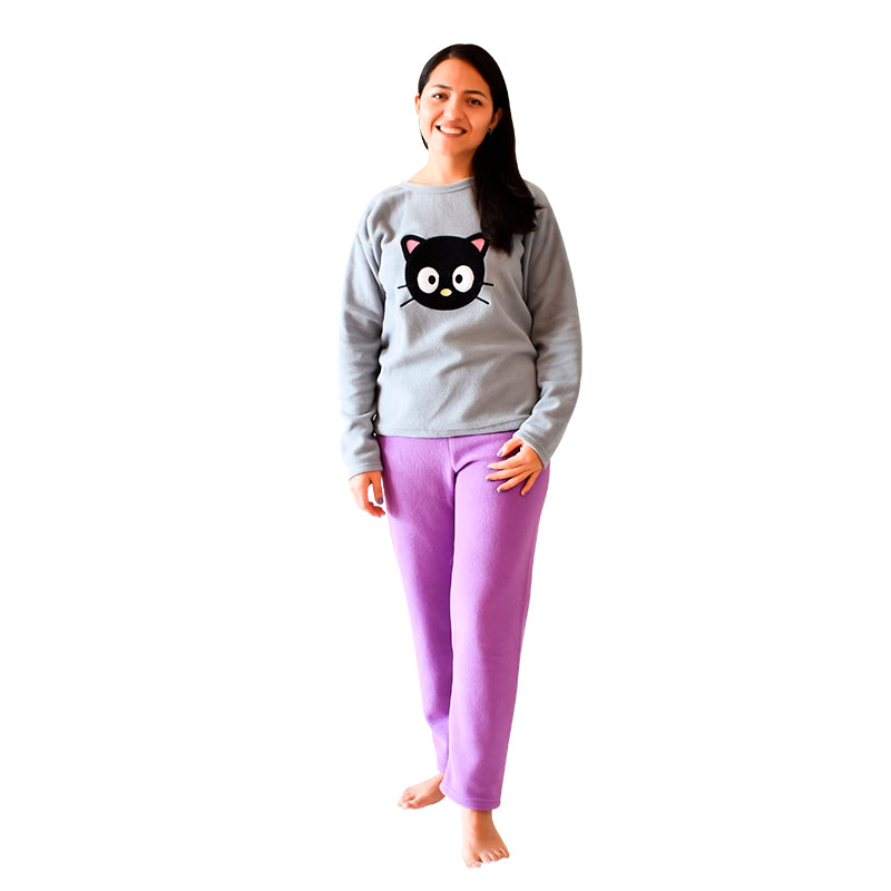 Pijama de Mujer Micropolar PM85 Gris Lila