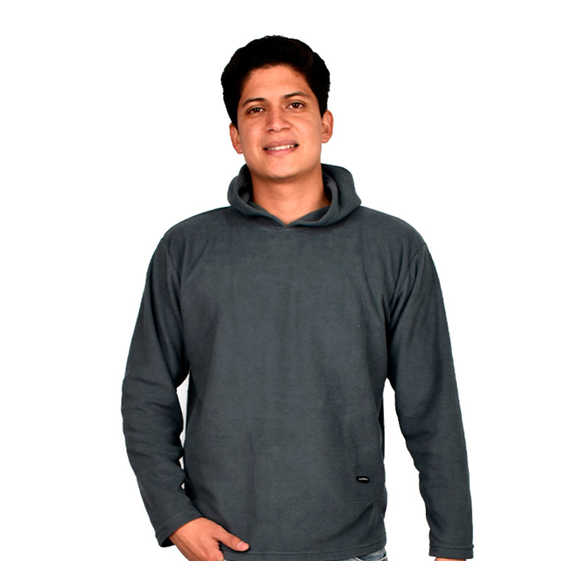 Polera con Capucha Micropolar para Hombre PUL13 Plomo