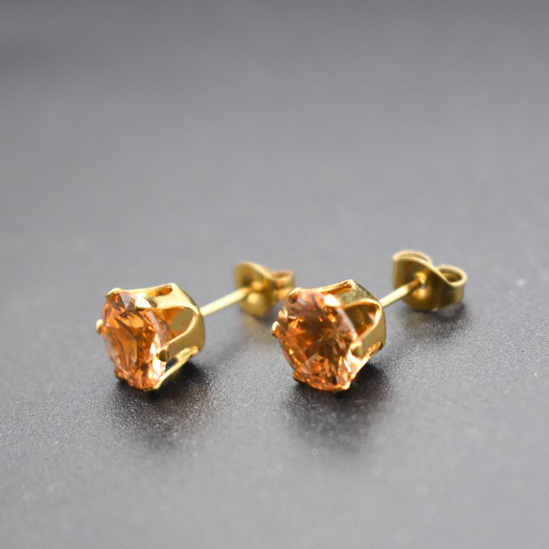 Aretes con Piedra Acrílica Dorado FAW14