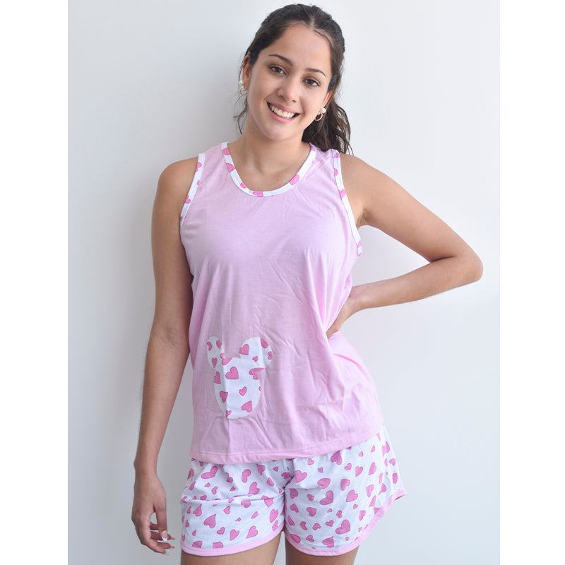 Pijama de algodón de Mujer PM50 Rosado - TiendaFB.com