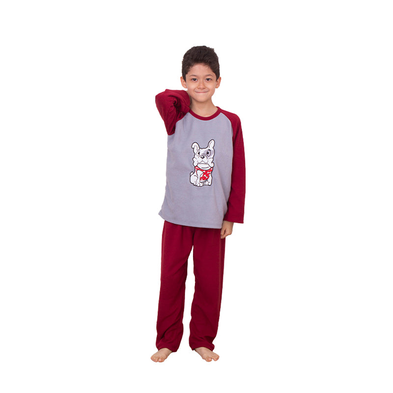 Pijama Micropolar de Niño ON62 Vino Doggy - TiendaFB.com